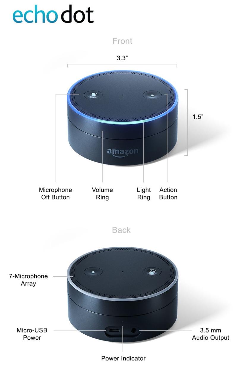 Loa Thông Minh Amazon Echo Dot 2 Black (Bluetooth/Alexa/Light)