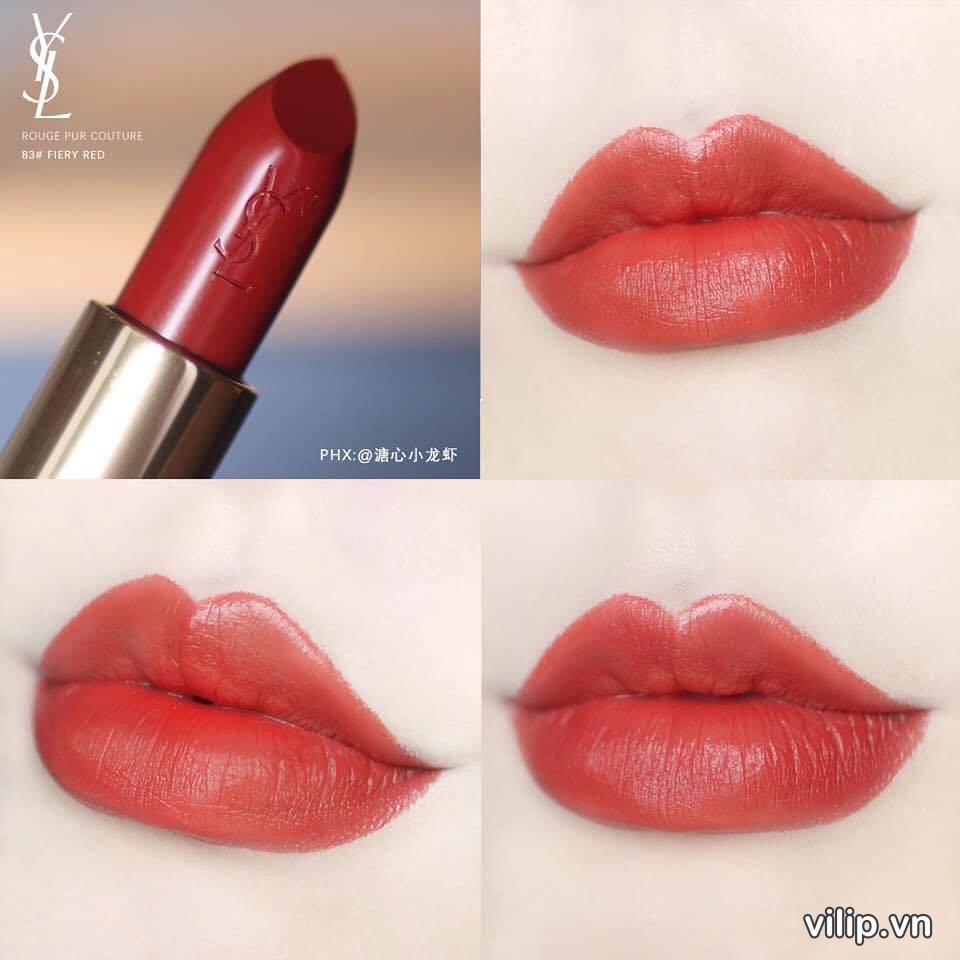 Son Ysl Rouge Pur Couture Holiday Edition 83 Fiery Red (Limited) - Màu Đỏ  Gạch | Vilip Shop - Mỹ Phẩm Chính Hãng