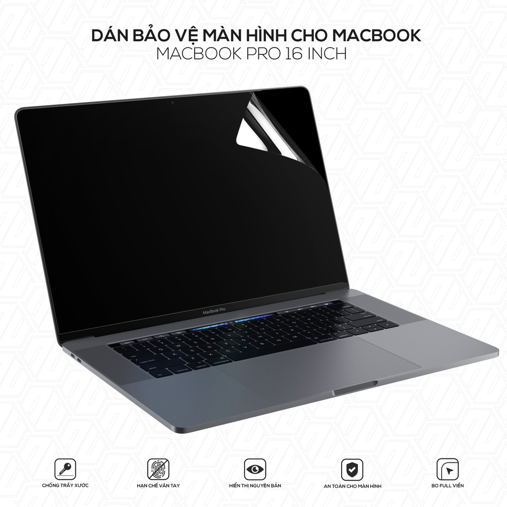 Miếng Dán Màn Hình Macbook Pro 16 Inch | Cắt Cnc Chính Xác Từng Chi Tiết