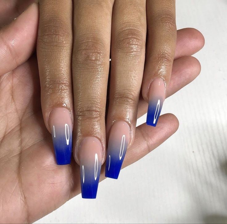 Blue Ombré Acrylic Nails Royal Blue | Royal Blue Nails Designs, Blue Nail  Designs, Blue Ombre Nails