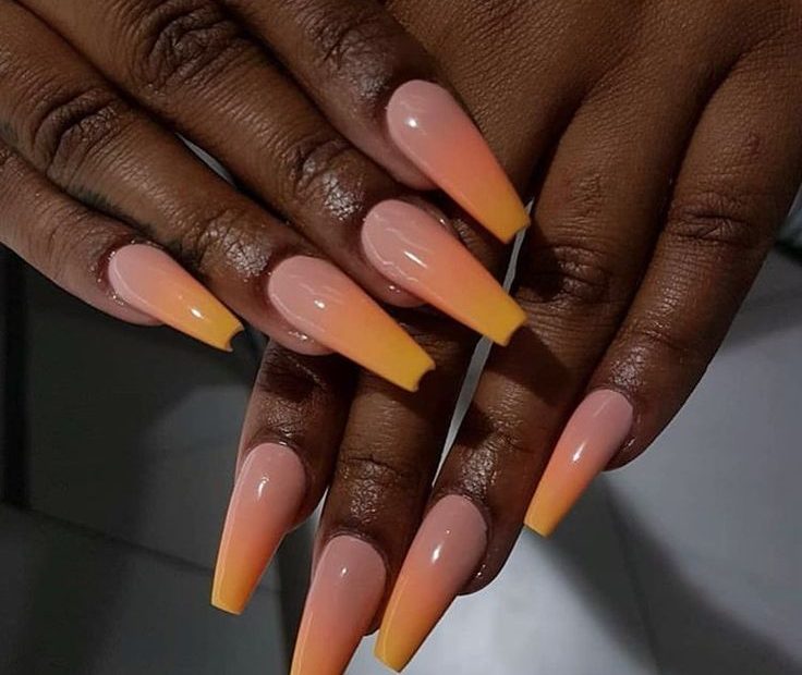 Dark Skin Women On Instagram: “See More On Our Twitter _Darkskinwomen 🐦 &  Hashtag #Dsw💅🏿 Disclaimer: We… | Orange Acrylic Nails, Long Acrylic Nails,  Orange Nails