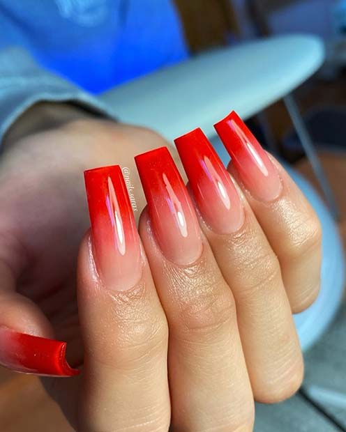 23 Most Beautiful Red Ombre Nails And Ideas - Stayglam - Stayglam