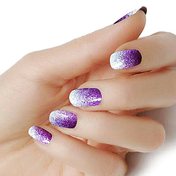 Purple Color Glitter Ombre Dipped Strips Real Nail Polish - Etsy