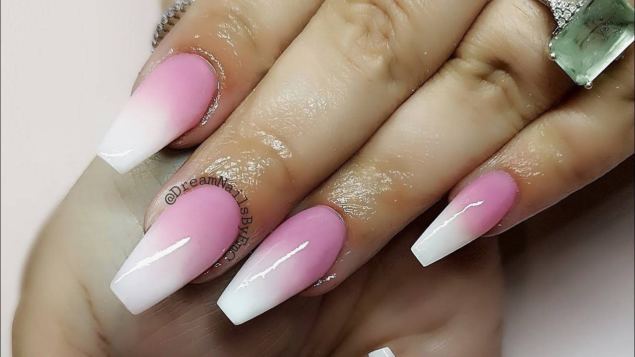 How To Do Ombre Nails | #Acrylicnails | Pink & White Ombre Nails - Youtube