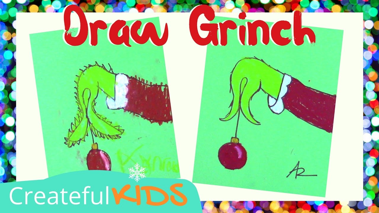 How To Draw The Grinch Holding An Ornament - Youtube