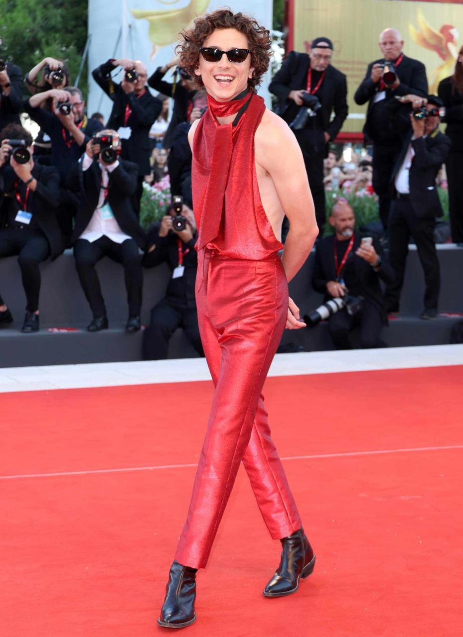 Timothée Chalamet Wears Backless Look At Venice Film Festival